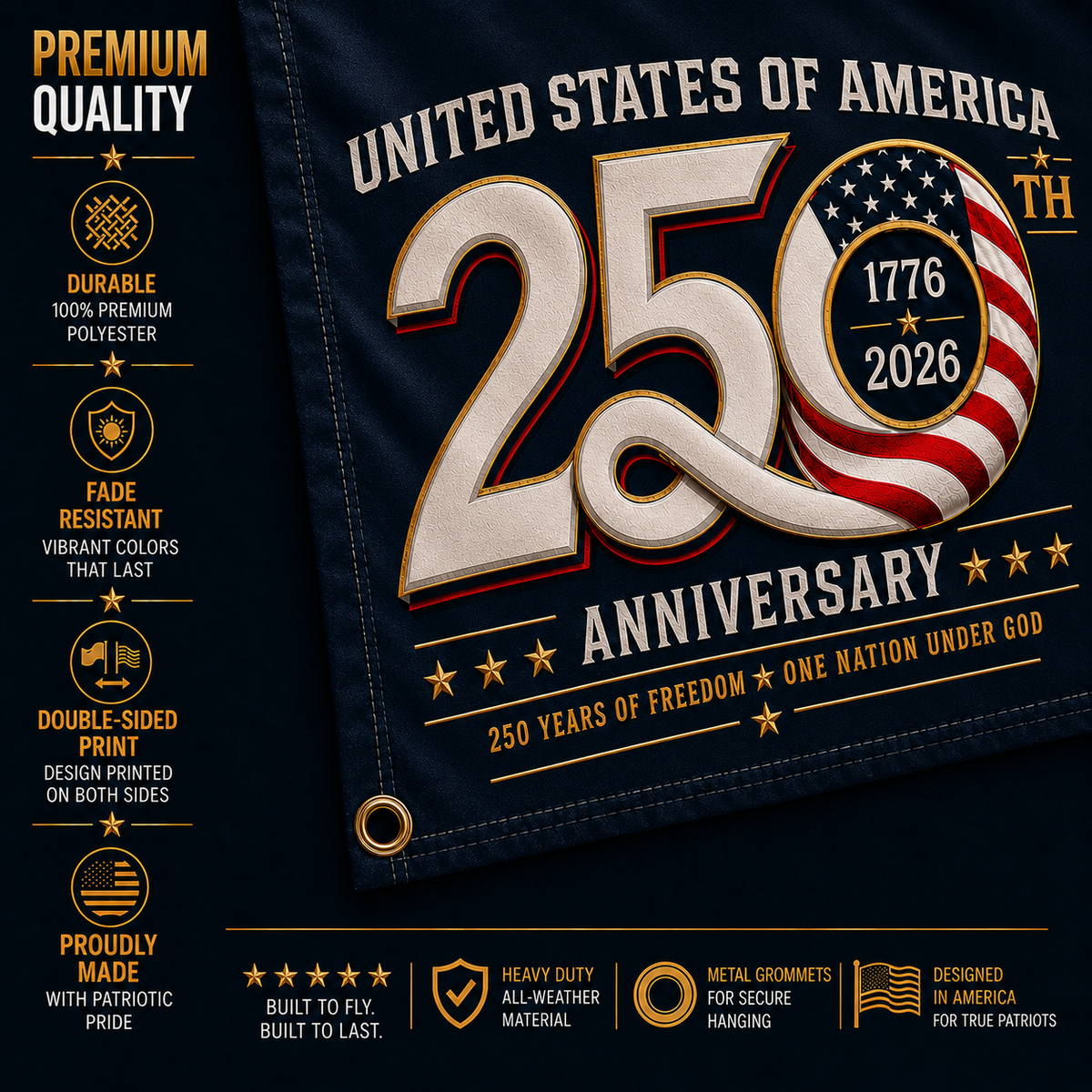 USA 250th Anniversary Flag 1776–2026 – Limited Edition Patriotic 3' x 5' Freedom Flag