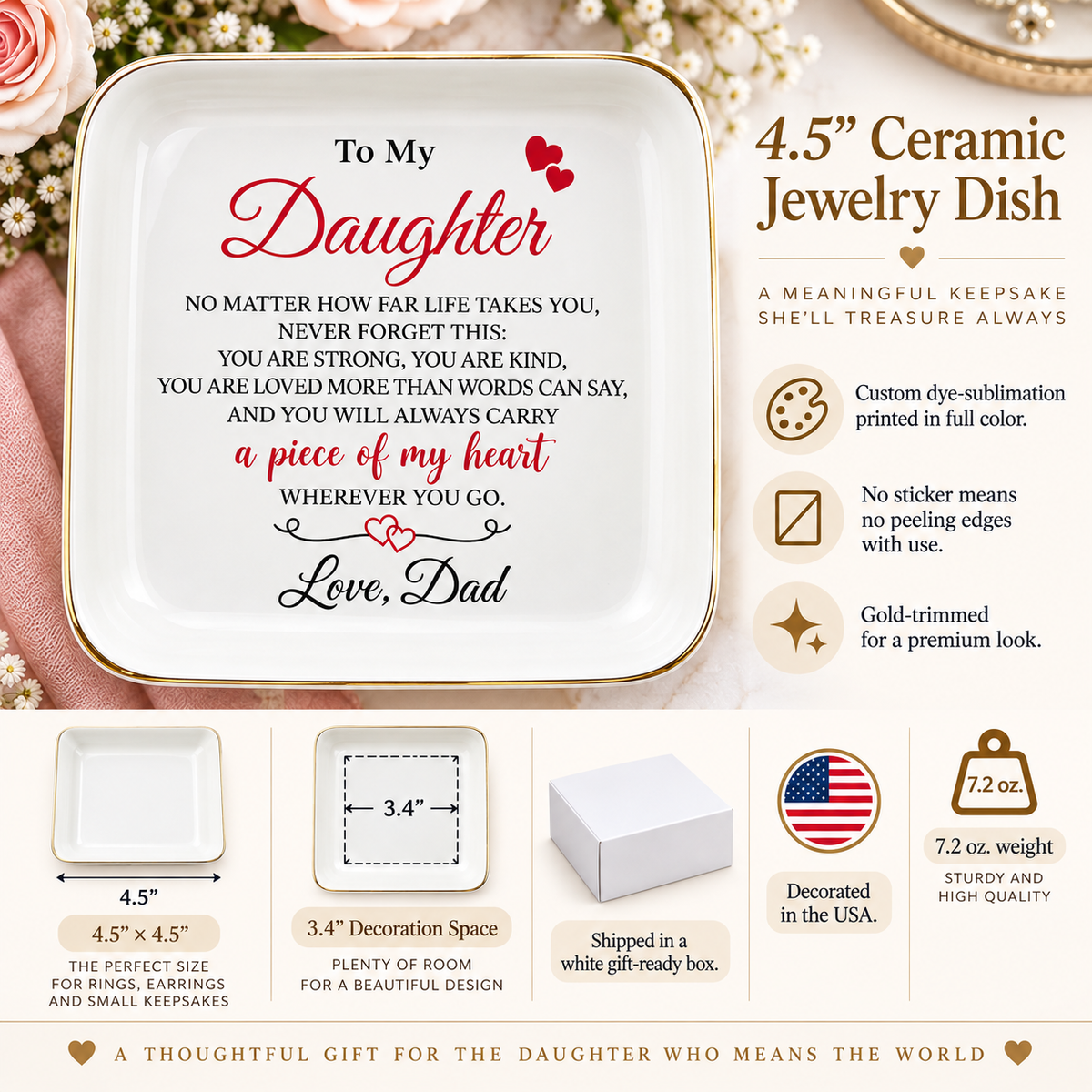 Personalized Daughter Ceramic Jewelry Dish