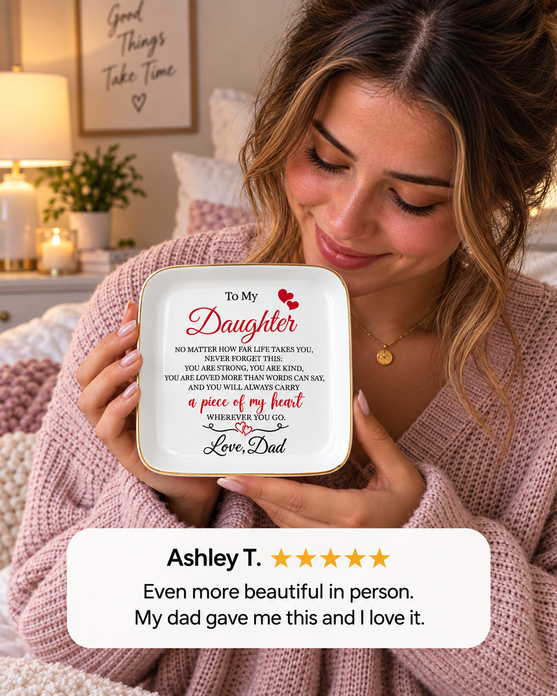 Personalized Daughter Ceramic Jewelry Dish