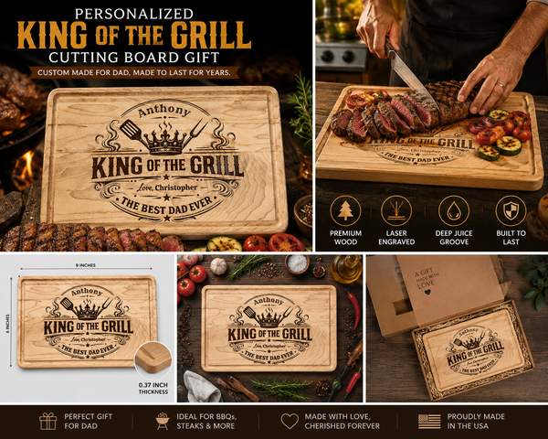 The Heritage Personalized Cutting Board – King of the Grill Edition