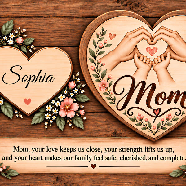 Personalized Mom Canvas with Child's Name – Family Heart Wall Art