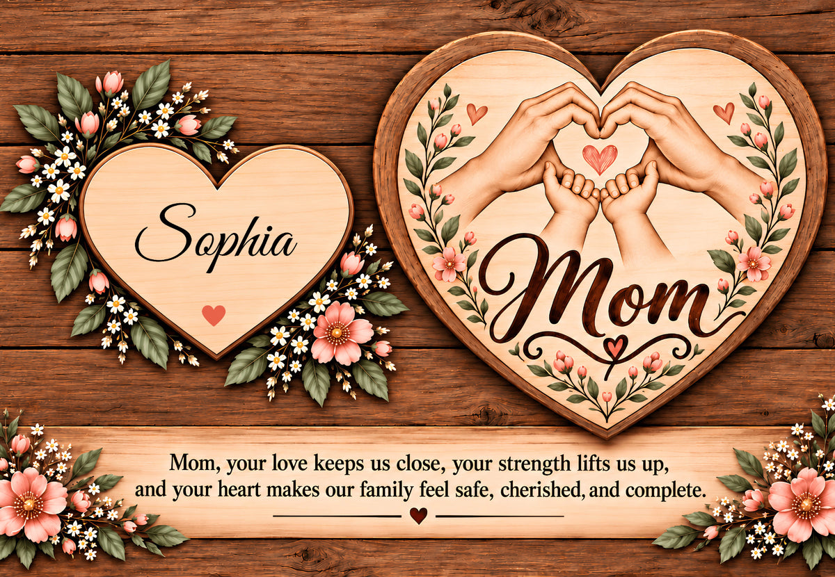 Personalized Mom Canvas with Child's Name – Family Heart Wall Art