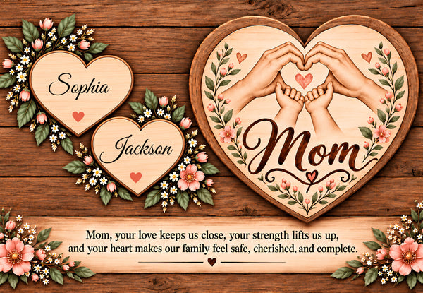 Personalized Mom Canvas with Child's Name – Family Heart Wall Art
