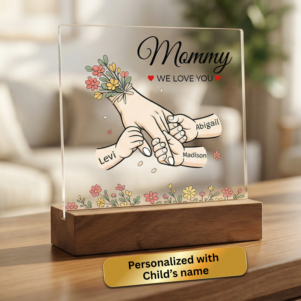 Eternal Bloom" | Personalized LED Acrylic Plaque for Mom