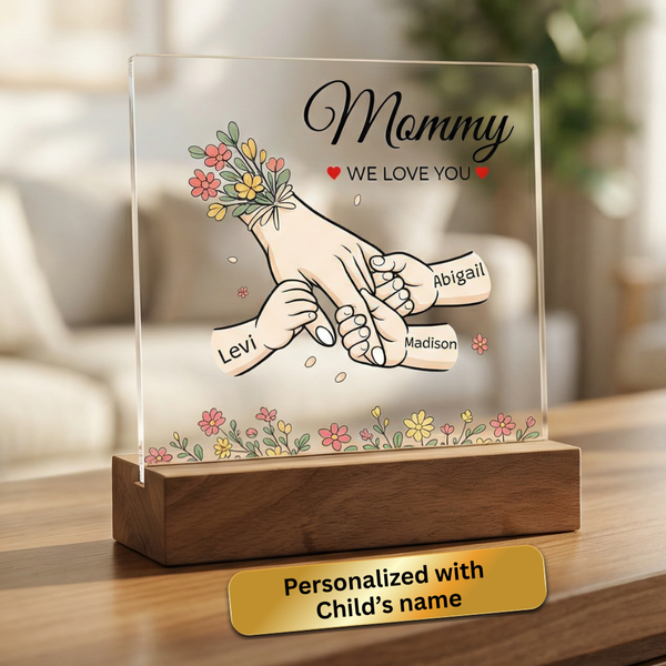 Eternal Bloom" | Personalized LED Acrylic Plaque for Mom