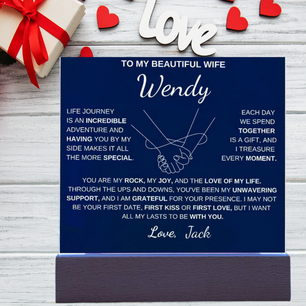 To My Beautiful Wife | My Rock | Acrylic Plaquec Square Plaque