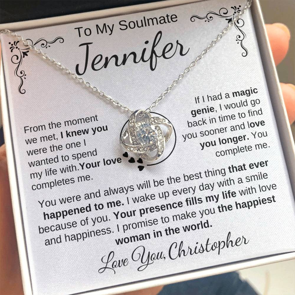 To My Soulmate | Personalize with Names | Love Knot Necklace