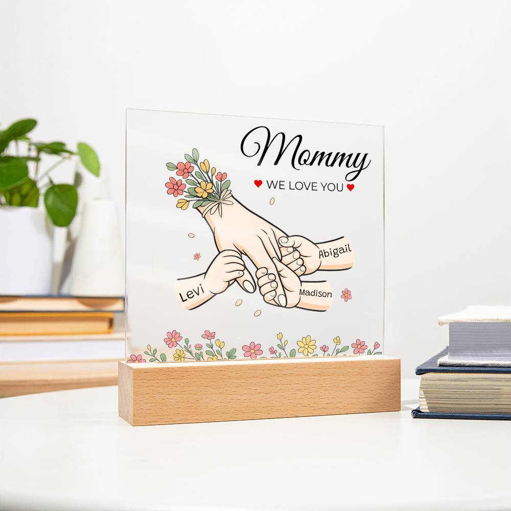 Eternal Bloom" | Personalized LED Acrylic Plaque for Mom