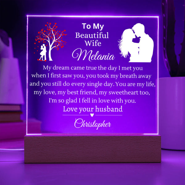 To My Beautiful wife | My Dream Came True Acrylic Plaque