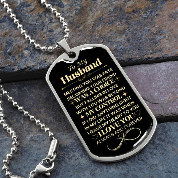 To My Husband | Falling In Love | Luxury Dog Tag Necklace