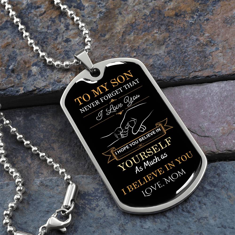 To My Son | Never Forget |  Luxury Dog Tag Necklace