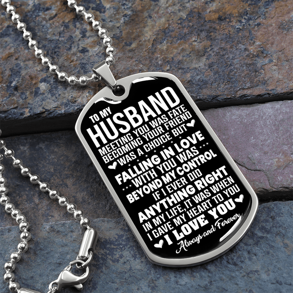 To My Husband | Falling In Love With You | Luxury Dog Tag Necklace