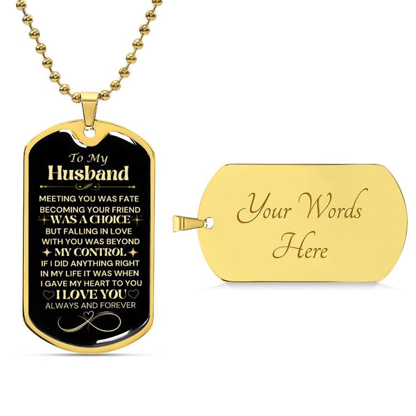 To My Husband | Falling In Love | Luxury Dog Tag Necklace