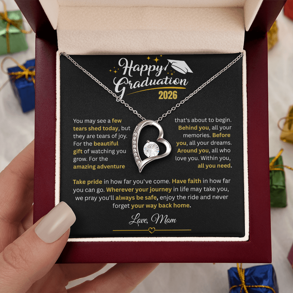 To Our Graduate" Forever Love Heart Necklace | Handcrafted Graduation Gift Box Set