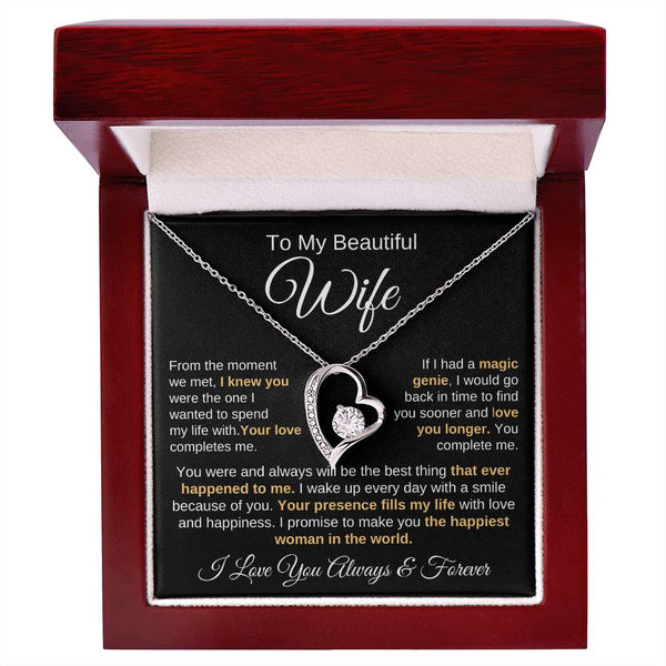 To My Beautiful Wife | Your Presence Fills My Life | Love Knot Necklace
