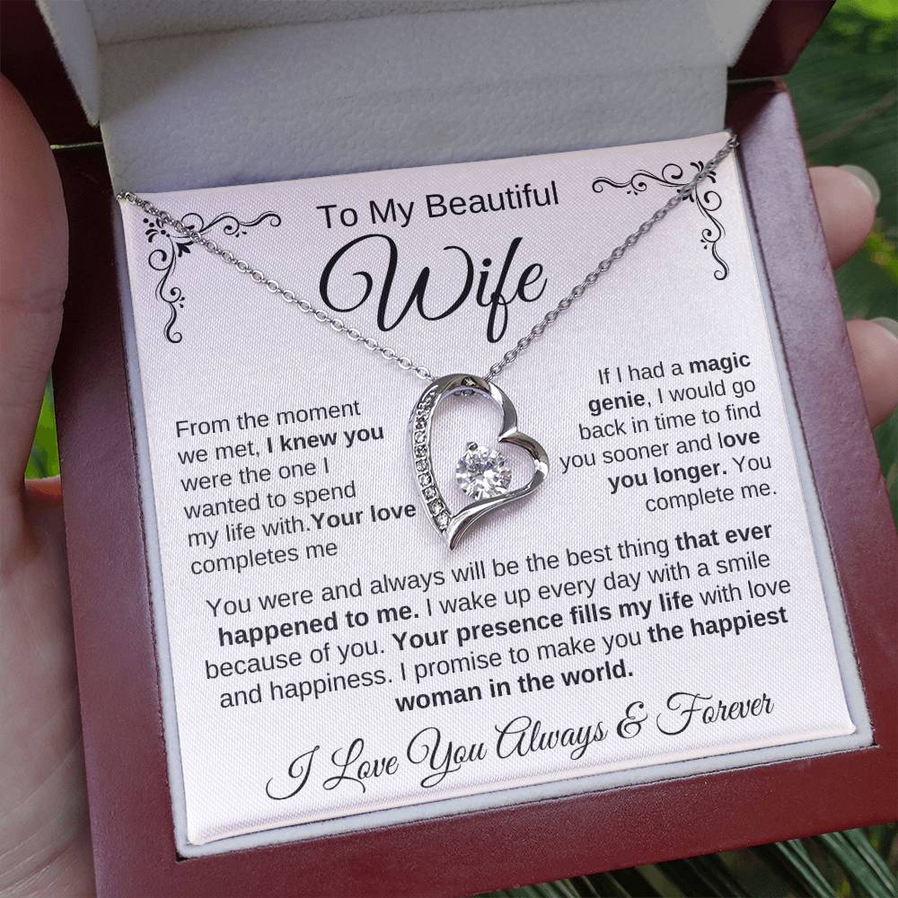 To My Beautiful Wife | Your Presence Fills My Life | Forever Love Necklace