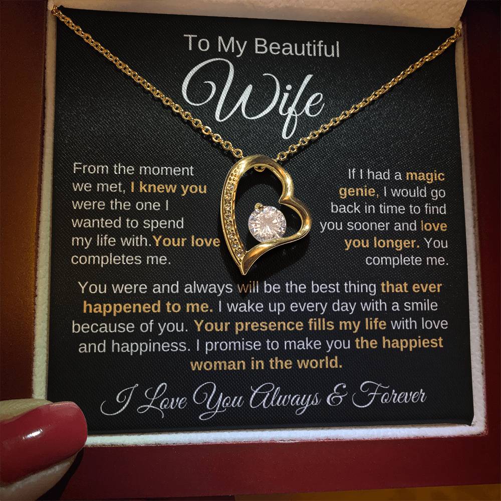 To My Beautiful Wife | Your Presence Fills My Life | Love Knot Necklace