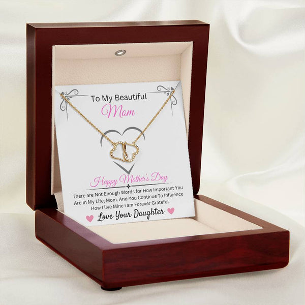 To My Beautiful Mom | Everlasting Love-10K Solid Yellow Gold Hearts with 18 pave set diamonds