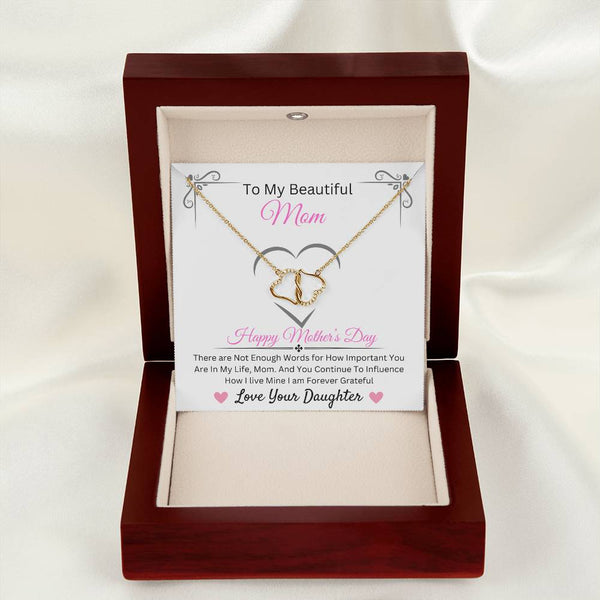 Everlasting Love-10K Solid Yellow Gold Hearts with 18 pave set diamonds -  Happy Mother's Day Mom
