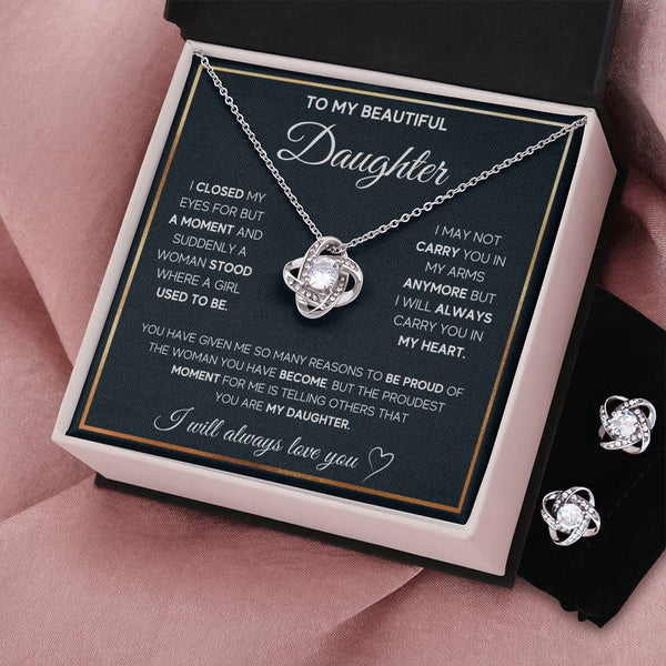 To My Beautiful Daughter | Eternal Love Knot with Earring Set