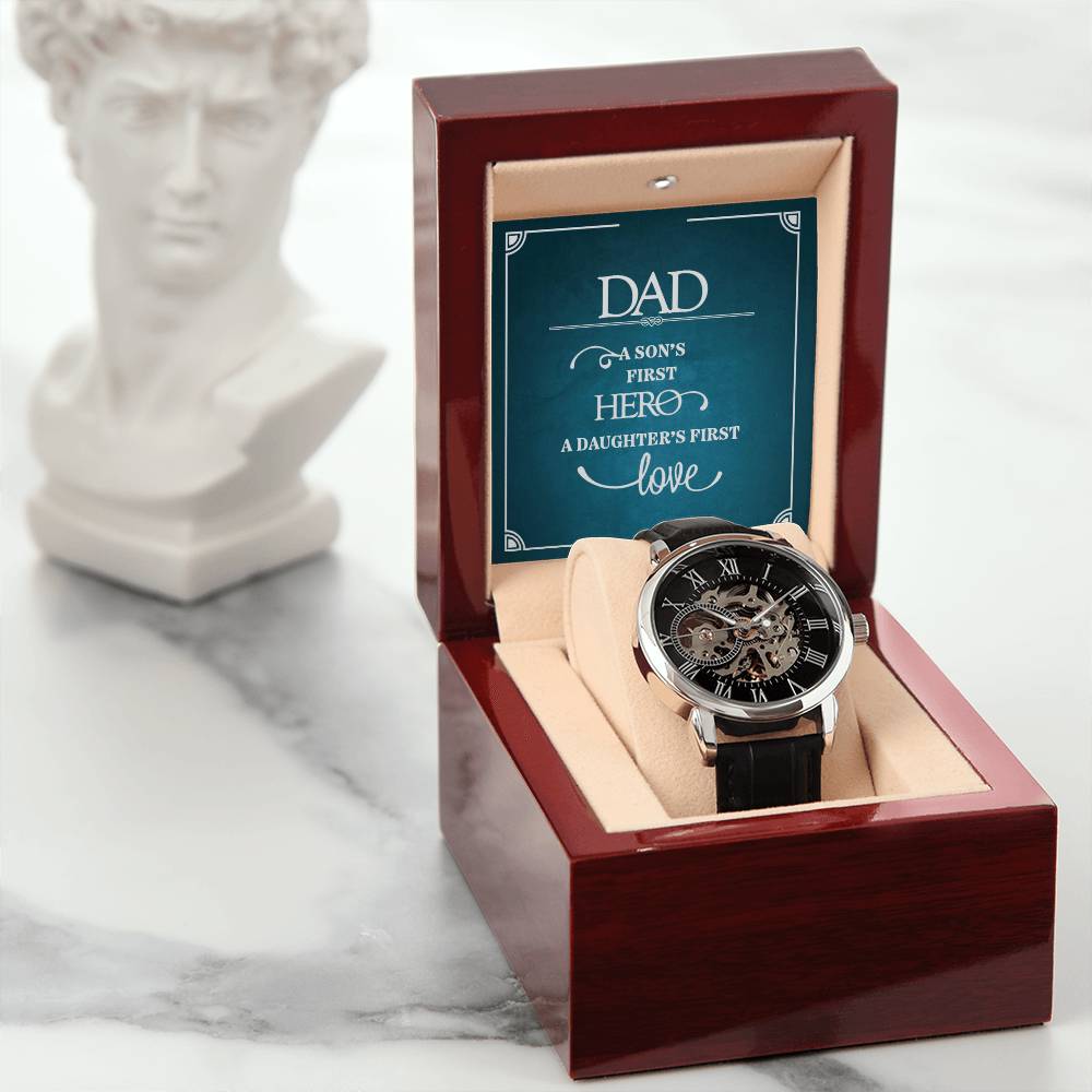 To Dad | A Son First Hero | Men's Openwork Watch