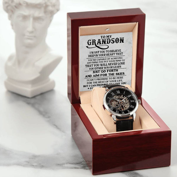 To My Grandson | Capable Of Achieving Anything | Men's Openwork Watch