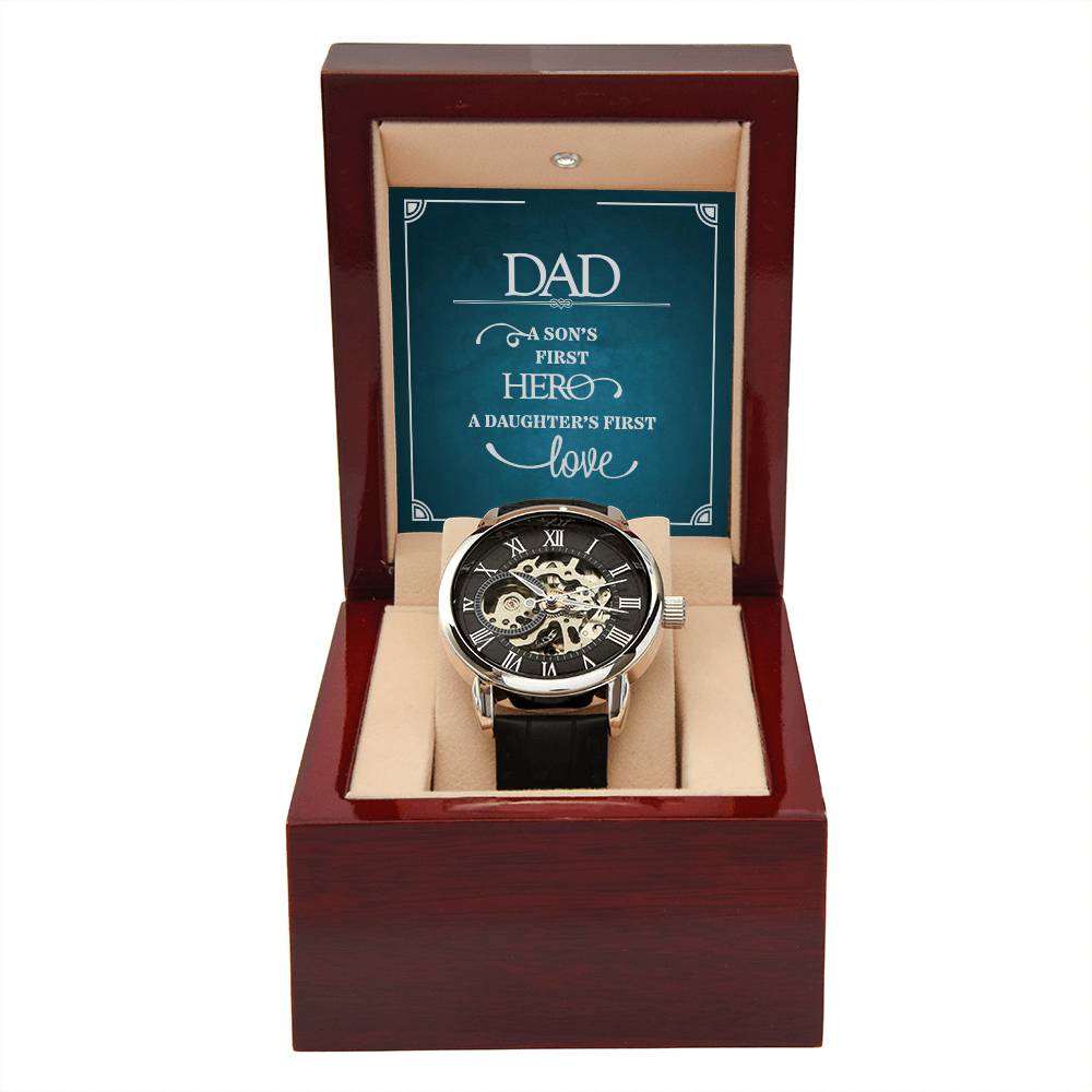 To Dad | A Son First Hero | Men's Openwork Watch