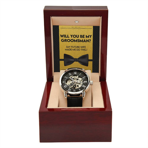 Will You Be My Groomsman | Men's Openwork Watch