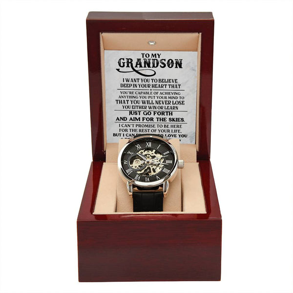 To My Grandson | Capable Of Achieving Anything | Men's Openwork Watch