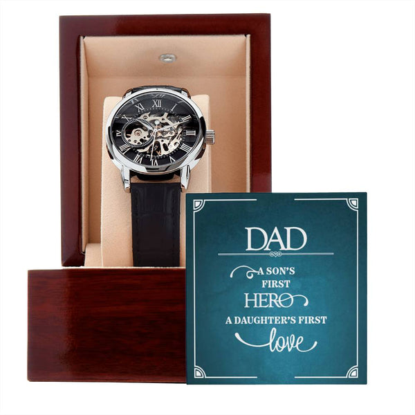 To Dad | A Son First Hero | Men's Openwork Watch