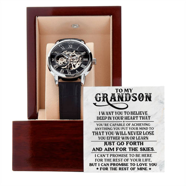 To My Grandson | Capable Of Achieving Anything | Men's Openwork Watch