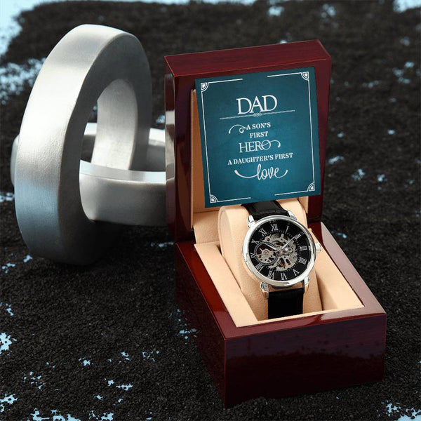 To Dad | A Son First Hero | Men's Openwork Watch