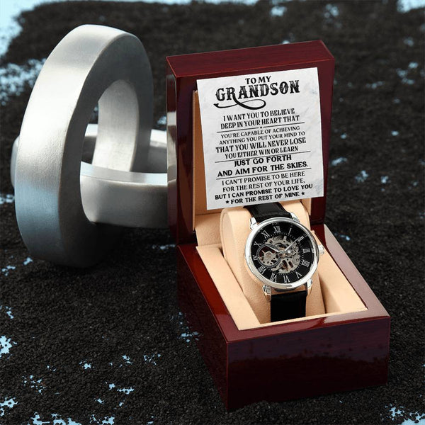 To My Grandson | Capable Of Achieving Anything | Men's Openwork Watch