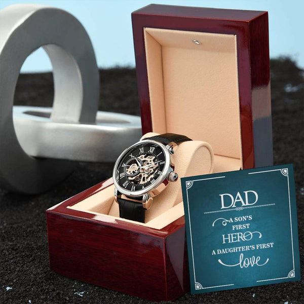 To Dad | A Son First Hero | Men's Openwork Watch