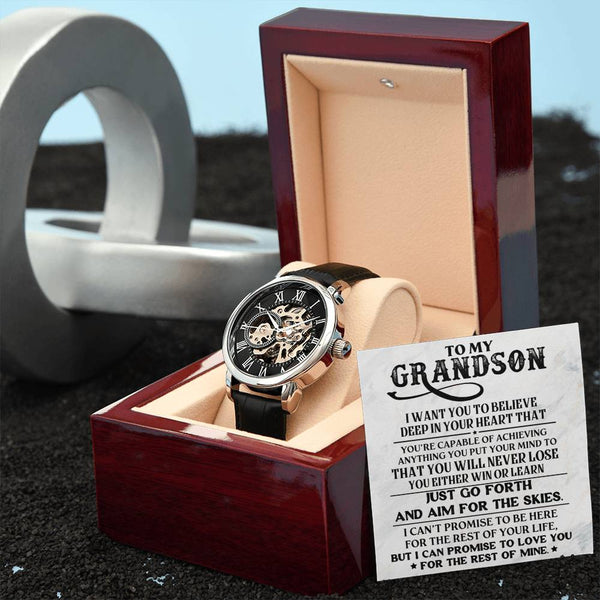 To My Grandson | Capable Of Achieving Anything | Men's Openwork Watch