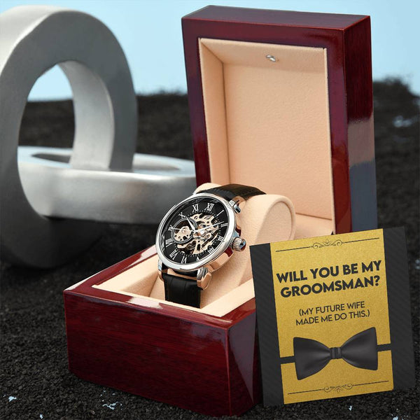 Will You Be My Groomsman | Men's Openwork Watch