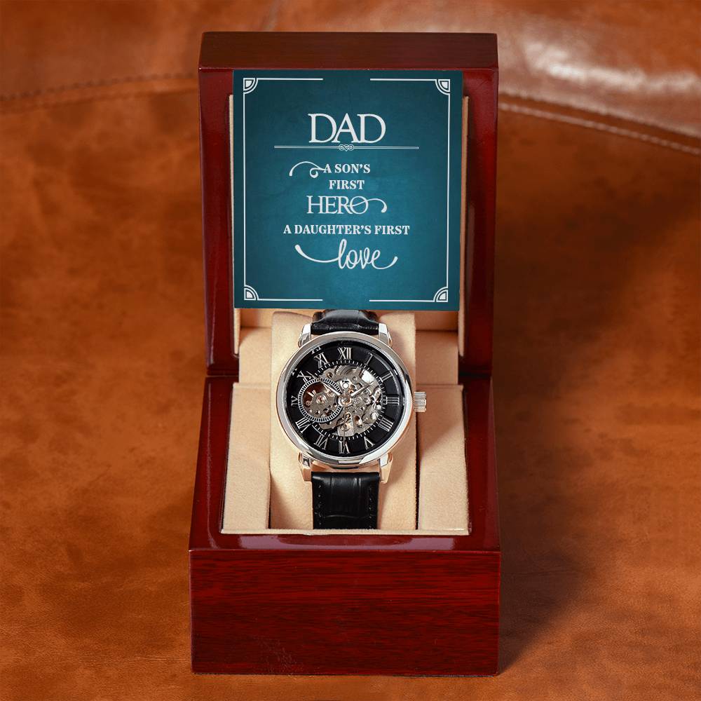 To Dad | A Son First Hero | Men's Openwork Watch