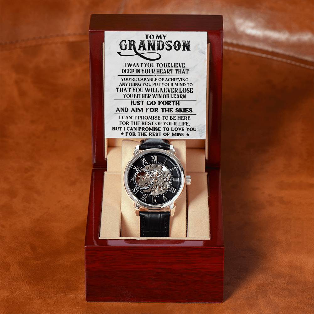 To My Grandson | Capable Of Achieving Anything | Men's Openwork Watch