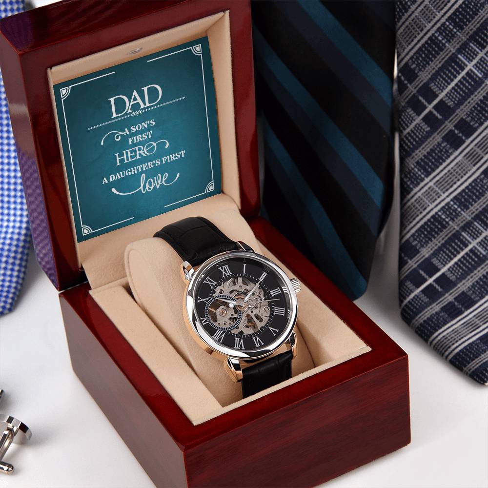 To Dad | A Son First Hero | Men's Openwork Watch