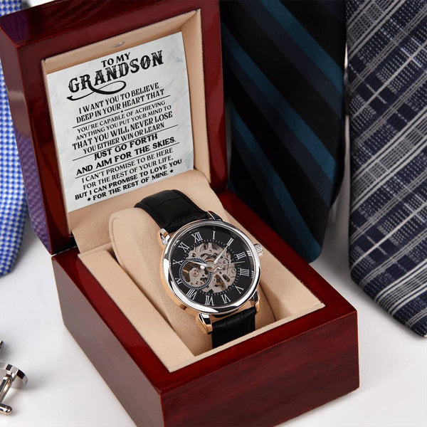 To My Grandson | Capable Of Achieving Anything | Men's Openwork Watch