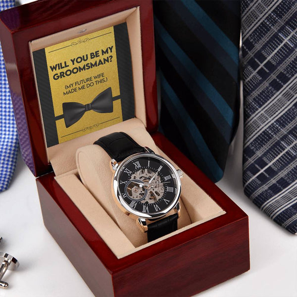 Will You Be My Groomsman | Men's Openwork Watch
