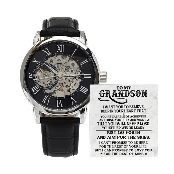 To My Grandson | Capable Of Achieving Anything | Men's Openwork Watch