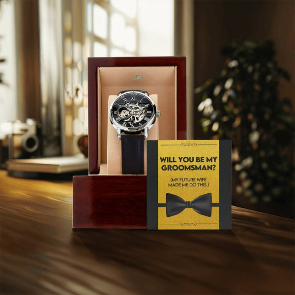 Will You Be My Groomsman | Men's Openwork Watch