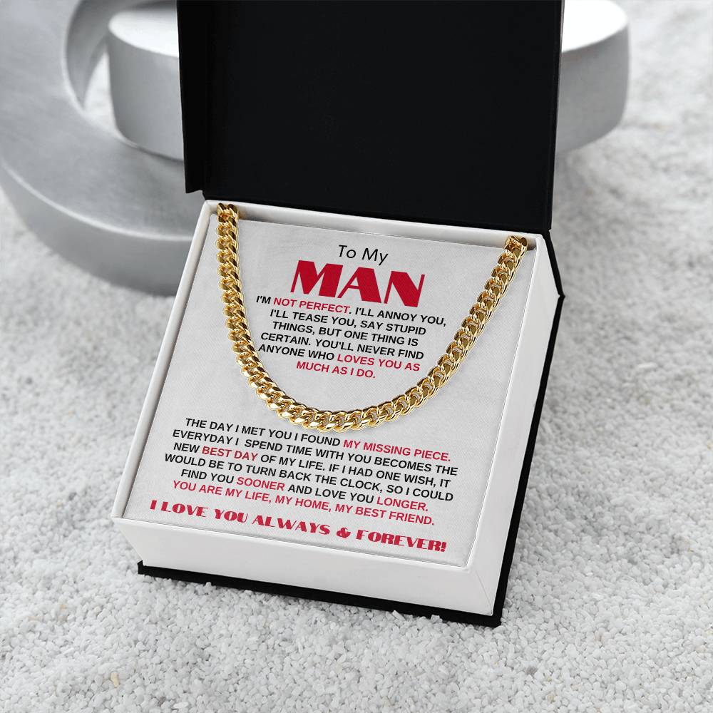 To My Man | My Missing Piece | Cuban Link Chain Gift