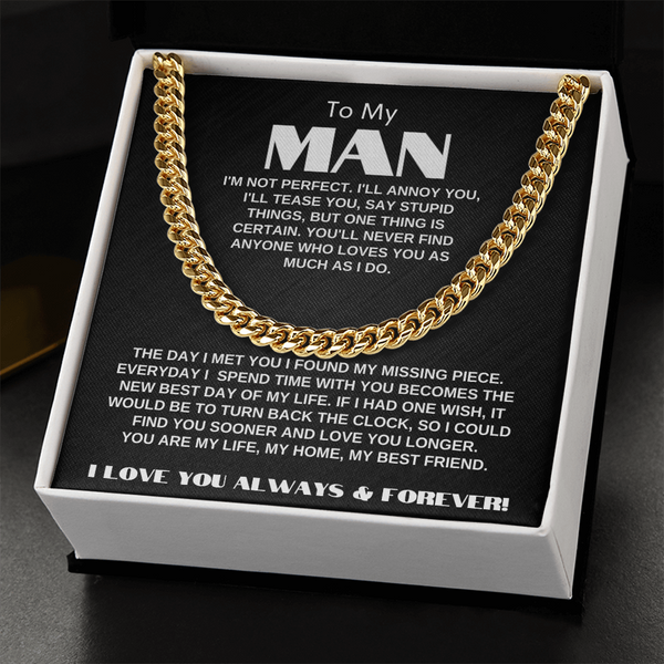 To My Man | My Missing Piece | Cuban Link Chain Gift