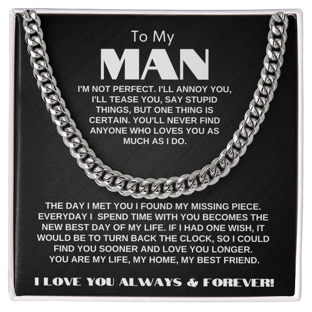 To My Man | My Missing Piece | Cuban Link Chain Gift