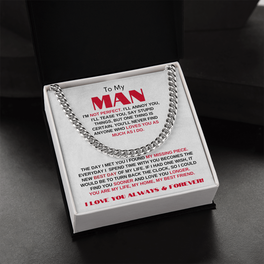 To My Man | My Missing Piece | Cuban Link Chain Gift