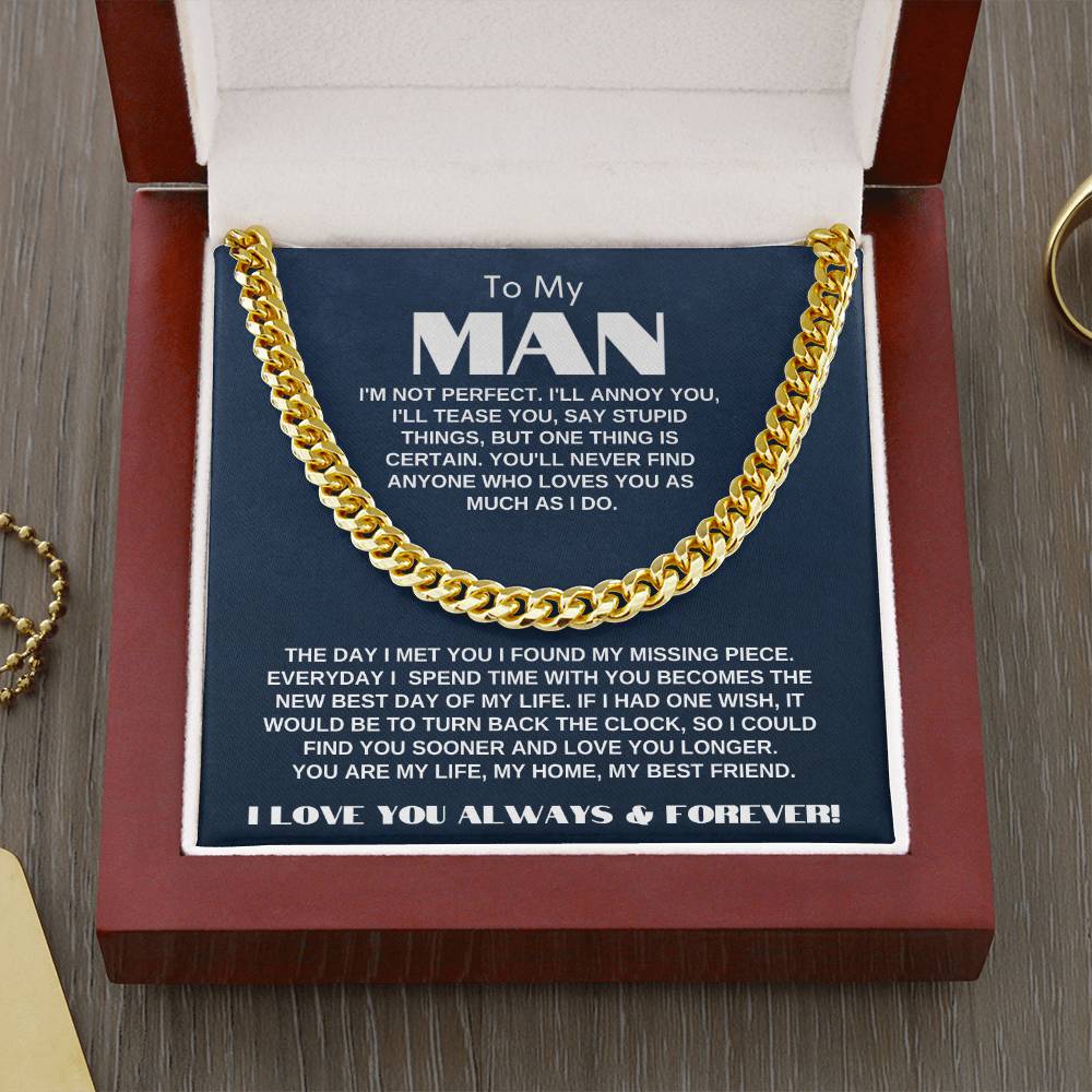 To My Man | My Missing Piece | Cuban Link Chain Gift