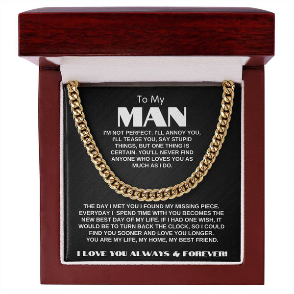 To My Man | My Missing Piece | Cuban Link Chain Gift