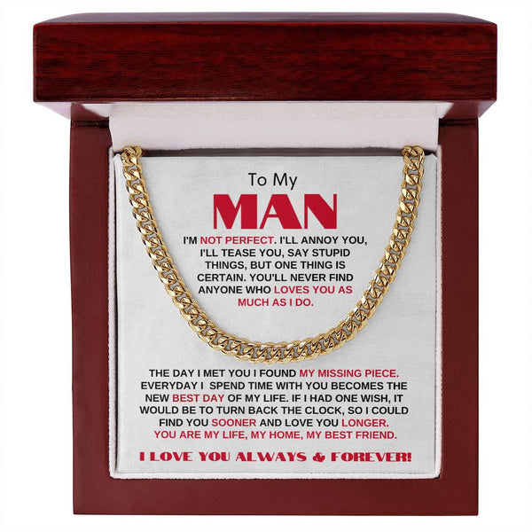 To My Man | My Missing Piece | Cuban Link Chain Gift